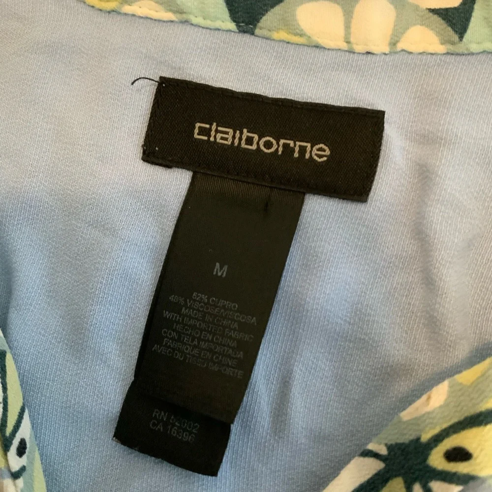 Vintage Claiborne Polo Shirt Mens Medium All Over Print 90s Retro Geometric Prep - Picture 2 of 2